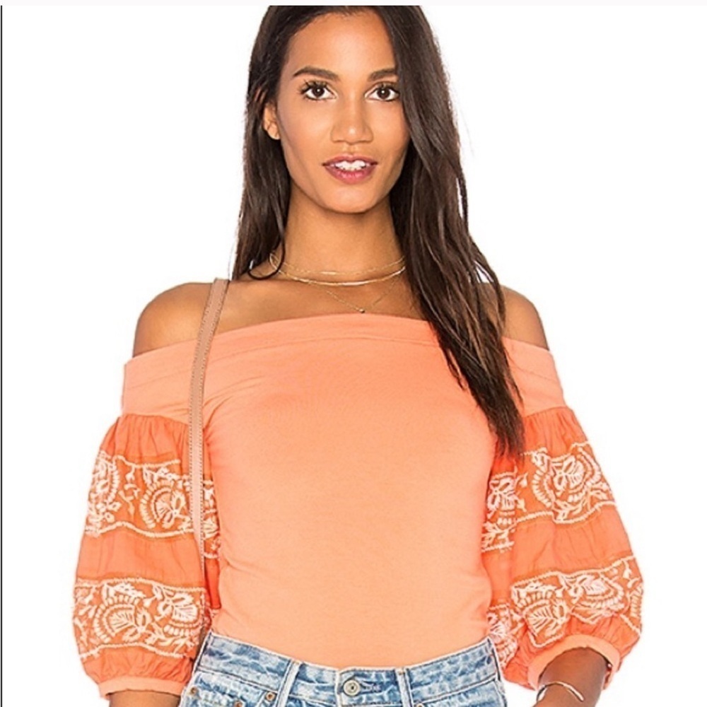 FREE PEOPLE Embroidered Off The Shoulder Blouse